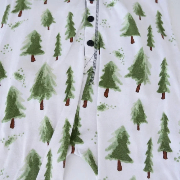 Lazy One White Green Red Pine Trees  w/ Back Flap Onezie Size Medium - Picture 6 of 16
